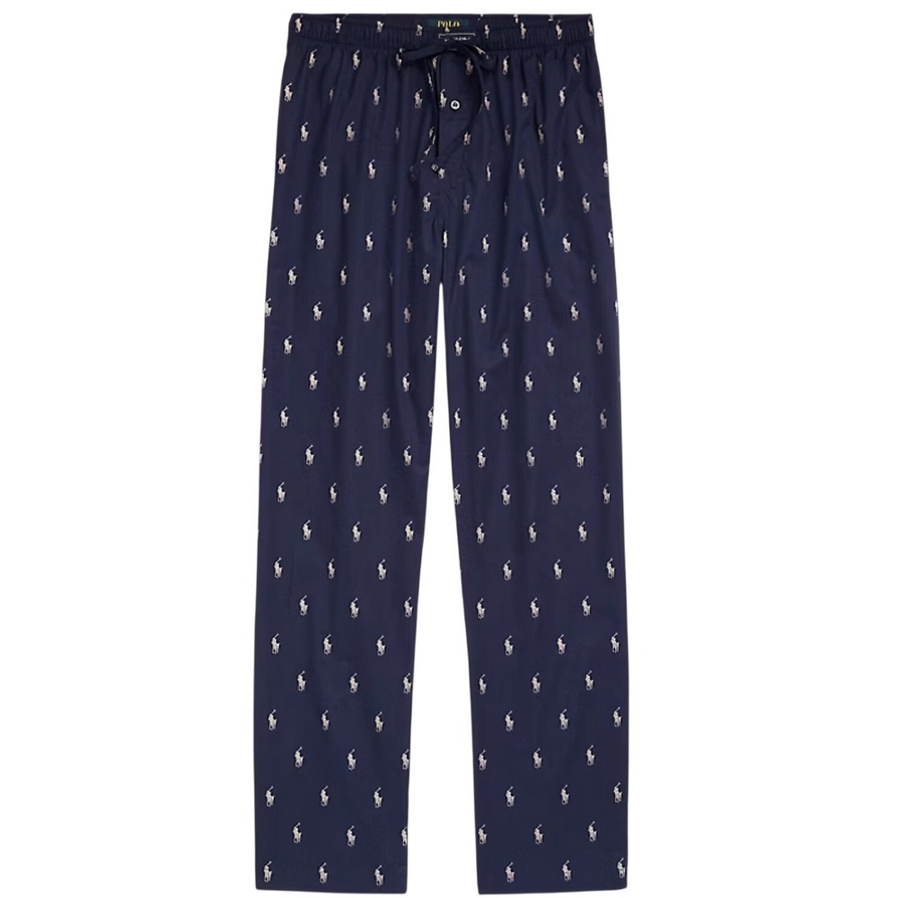 Polo Ralph Lauren‎ Pony Print Knit Cotton Poplin Pajama Pants Navy Blue 1XL Tall